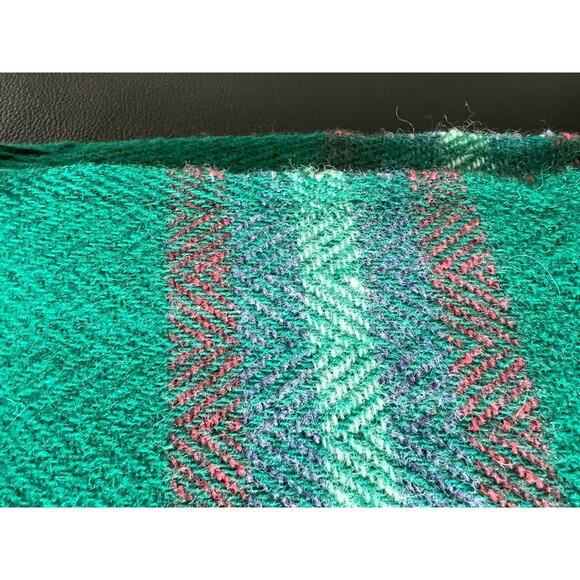 VTG Avoca Handweavers Green Stripe Woven 100% Wool Throw Blanket Shawl 54" x 36" - Picture 3 of 7